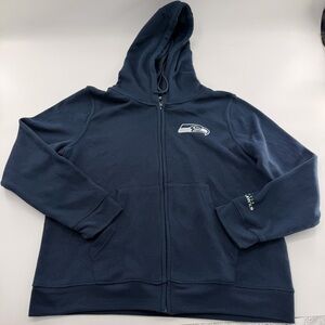 NFL Team Apparel Seattle Seahawks Men’s Navy Blue Full Zip Hoodie Fleece Lined